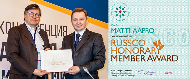 Проф. Матти Аапро награжден дипломом почетного члена RUSSCO