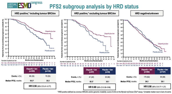 ВБП2 в исследовании PAOLA-1 в зависимости от HRD статуса